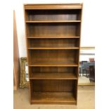 Solid wooden bookcase with six shelves, approx 90cm x 27cm 181cm tall