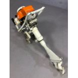 Vintage outboard motor by MAC in white and orange, untested