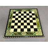 Ornately decorated chessboard approx 45cm square