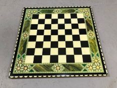 Ornately decorated chessboard approx 45cm square