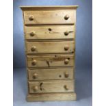 Pine chest of six drawers, approx: 63cm x 42cm x 114cm tall