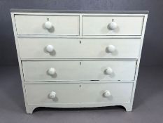 White and grey painted chest of five drawers