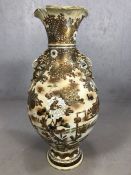 Large Japanese glazed baluster vase, approx 85cm tall A/F (repairs to neck)