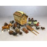 Collectables to include pair of Dartmouth glug fish jugs, selection of ceramic shire horses and a