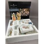 Royal Doulton petit musical nativity set with Baby Jesus, Mary, Joseph etc boxed