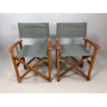 Pair of hardwood and canvas folding garden chairs, as new