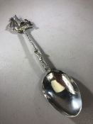 Silver hallmarked Nautical themed spoon London by maker Edwin Thompson Bryant approx 20.5cm & 56g