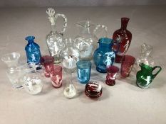 Collection of Mary Gregory glassware to include jugs, vases and tumblers (17)