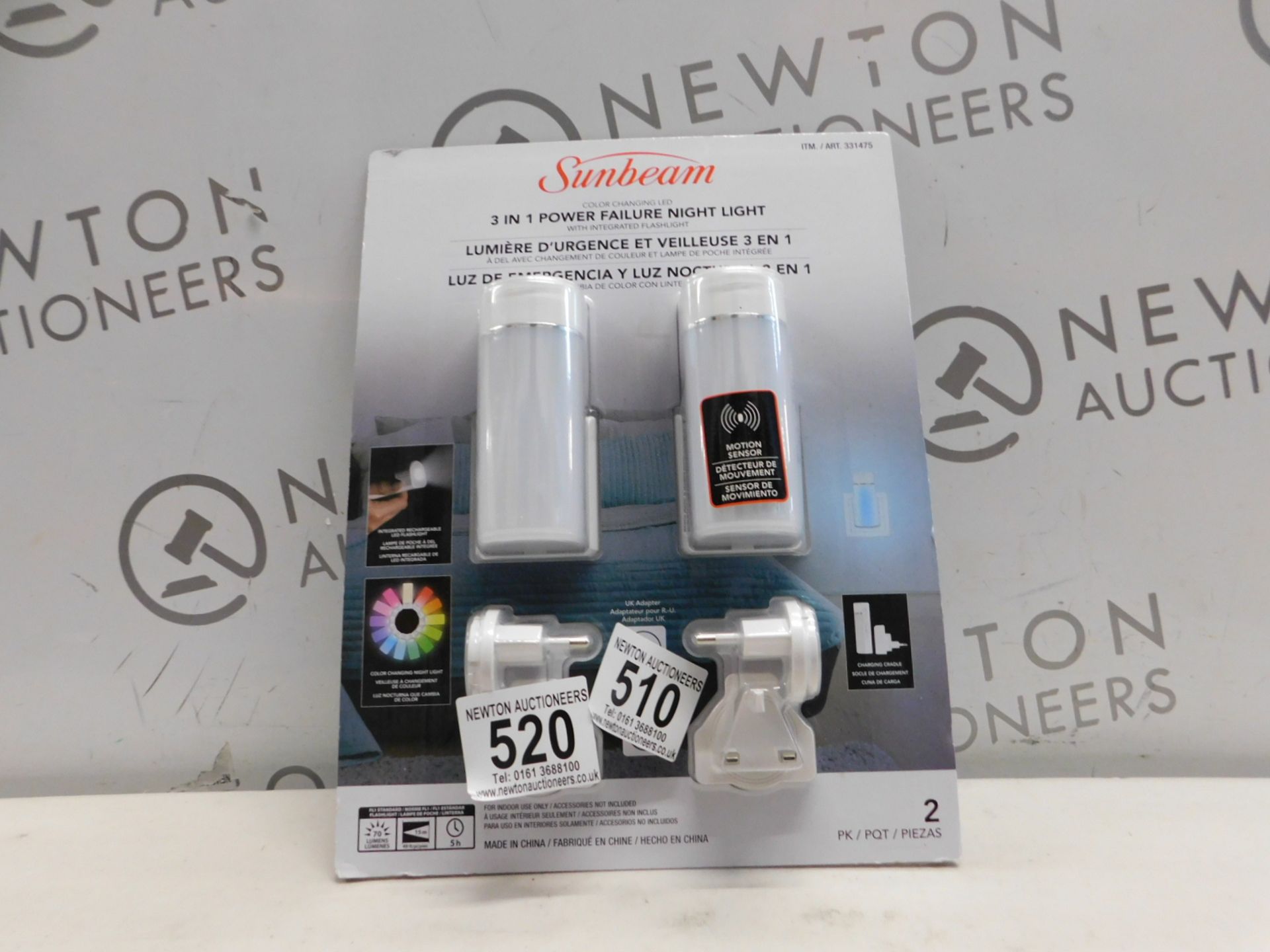 1 PACKED 2 X SUNBEAM 3-IN-1 COLOUR CHANGING POWER FAILURE NIGHTLIGHT WITH REMOVABLE TORCH RRP Â£39