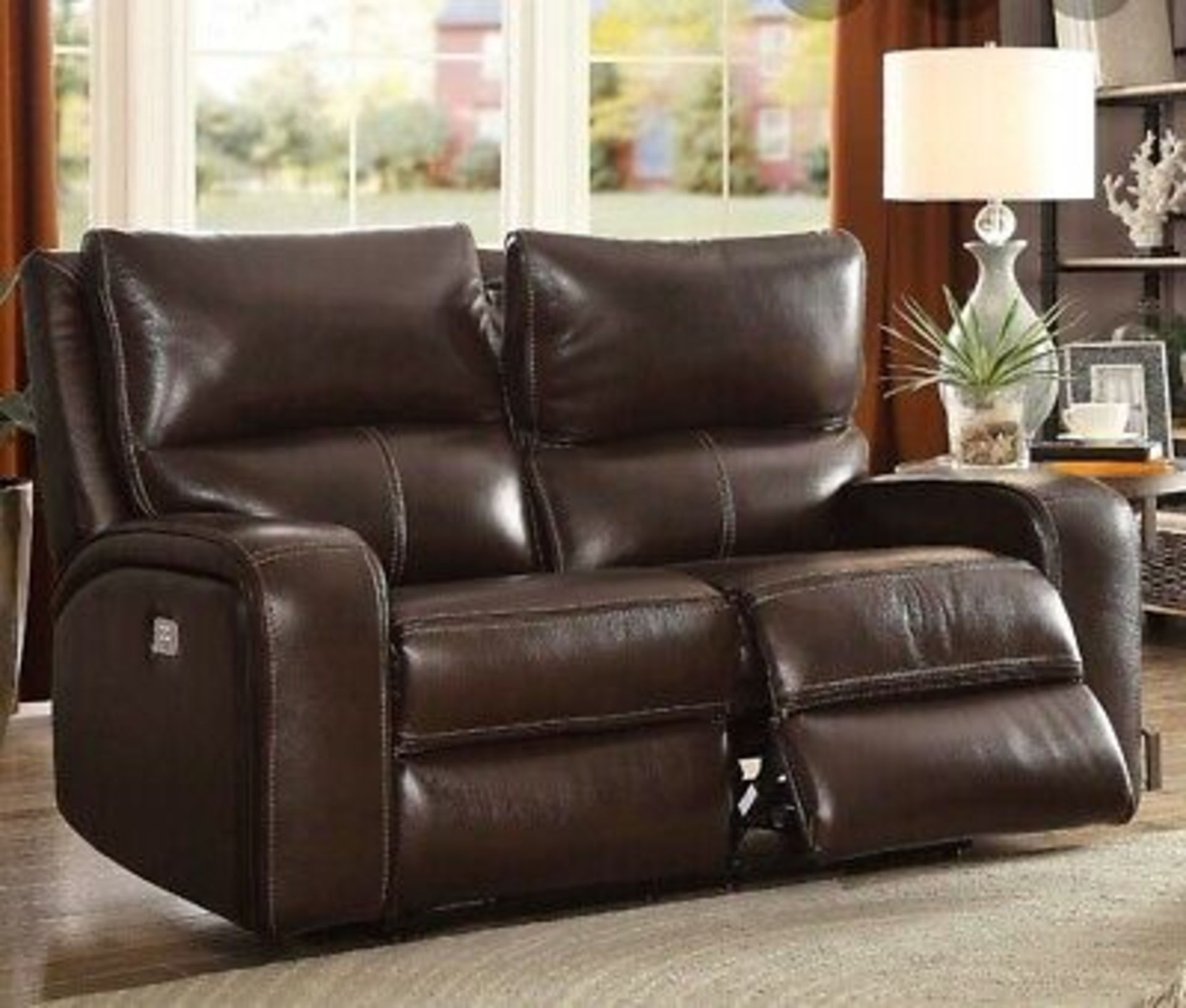 1 ZACH BROWN 2 SEATER LEATHER POWER RECLINER WITH USB PORT RRP Â£899 (PICTURES FOR ILLUSTRATION