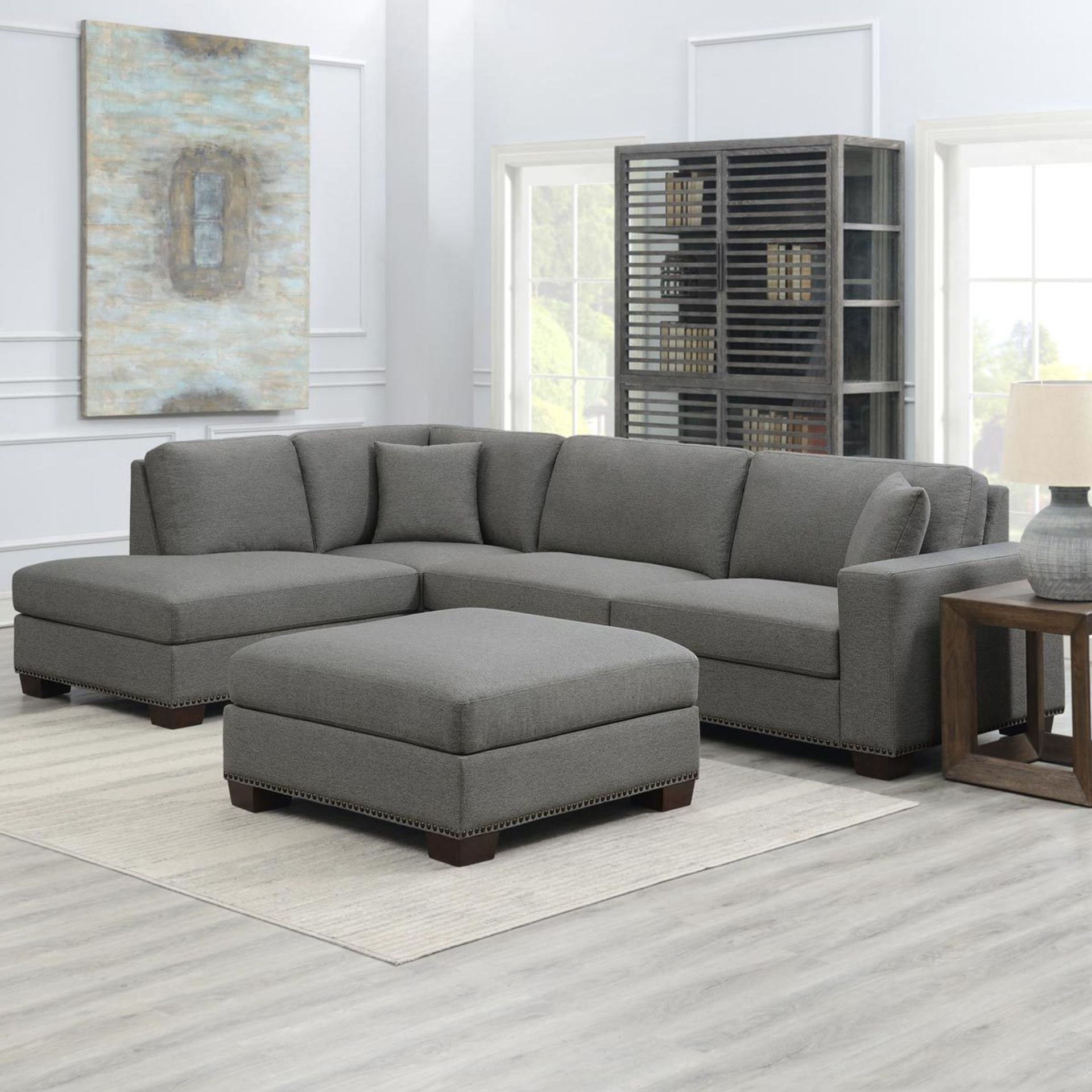 1 THOMASVILLE ARTESIA DARK GREY FABRIC SECTIONAL SOFA RRP Â£1299 (PICTURES FOR ILLUSTRATION PURPOSES