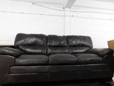 1 DARK BROWN 3 SEATER LEATHER SOFA RRP Â£649 (MARKS AND WEAR)