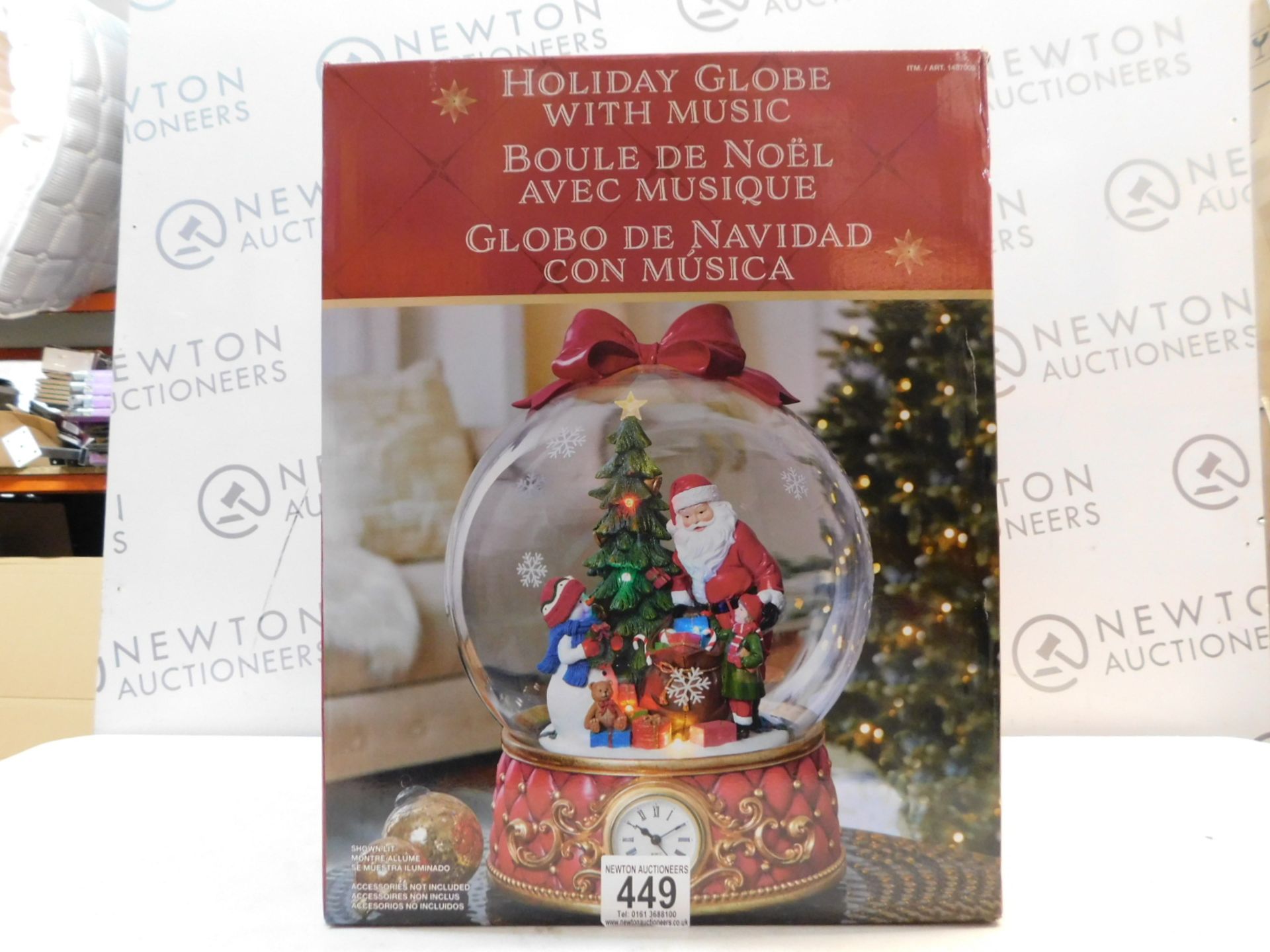 1 BOXED 16 INCH (39.9CM) GIANT GLASS CHRISTMAS GLOBE TABLE TOP ORNAMENT WITH LED LIGHTS & SOUNDS RRP