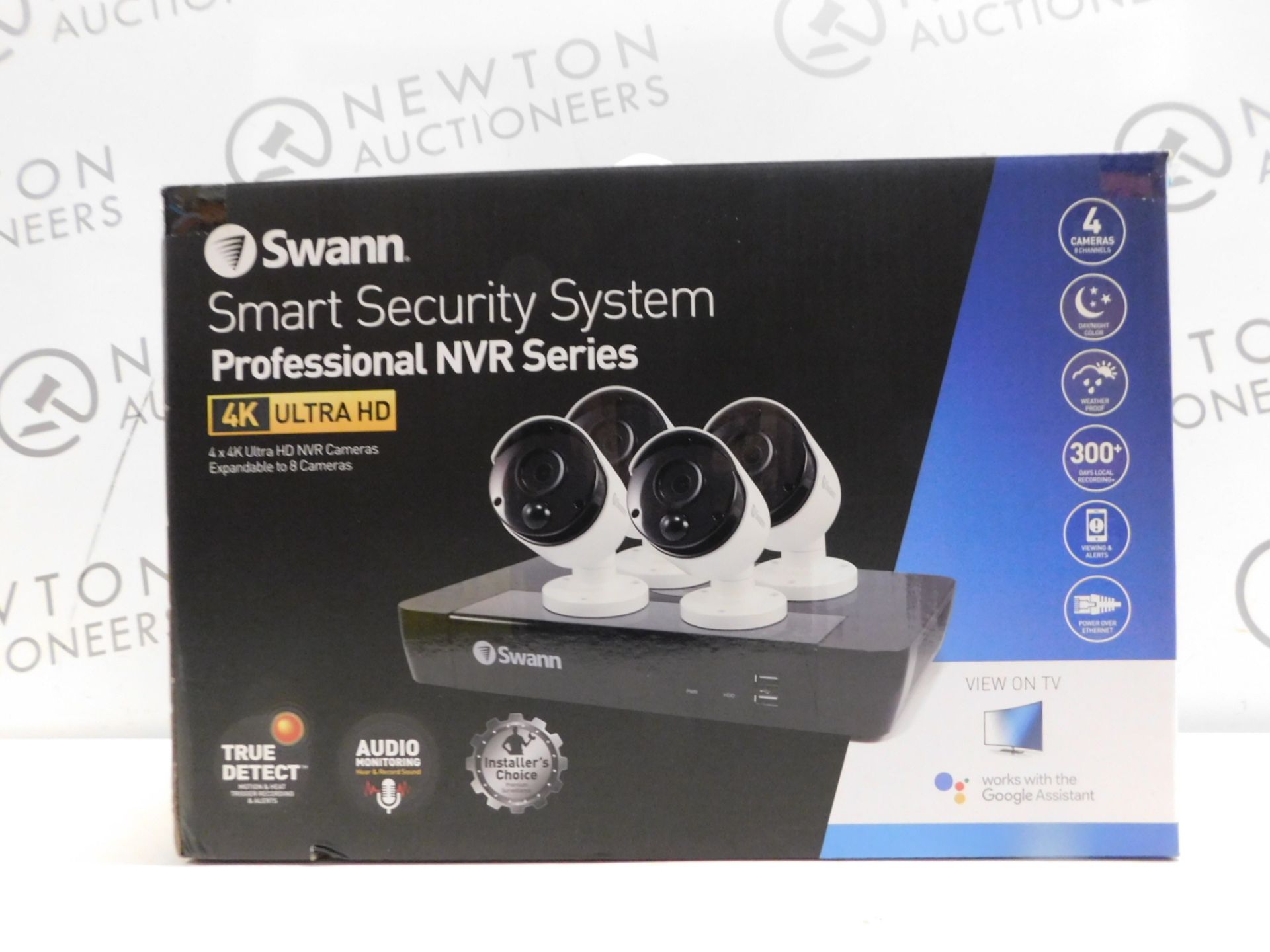 1 BOXED SWAN SWNVK-885804 4 CAMERA 8 CHANNEL 4K ULTRA HD NVR SECURITY SYSTEM 2TB HDD, HEAT &