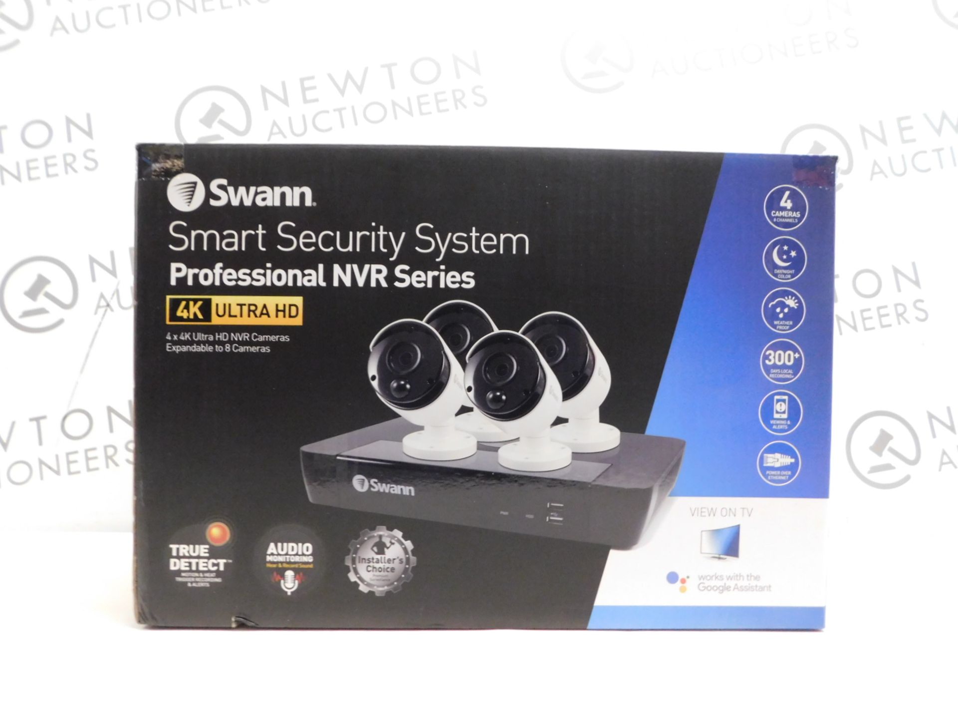 1 BOXED SWAN SWNVK-885804 4 CAMERA 8 CHANNEL 4K ULTRA HD NVR SECURITY SYSTEM 2TB HDD, HEAT &