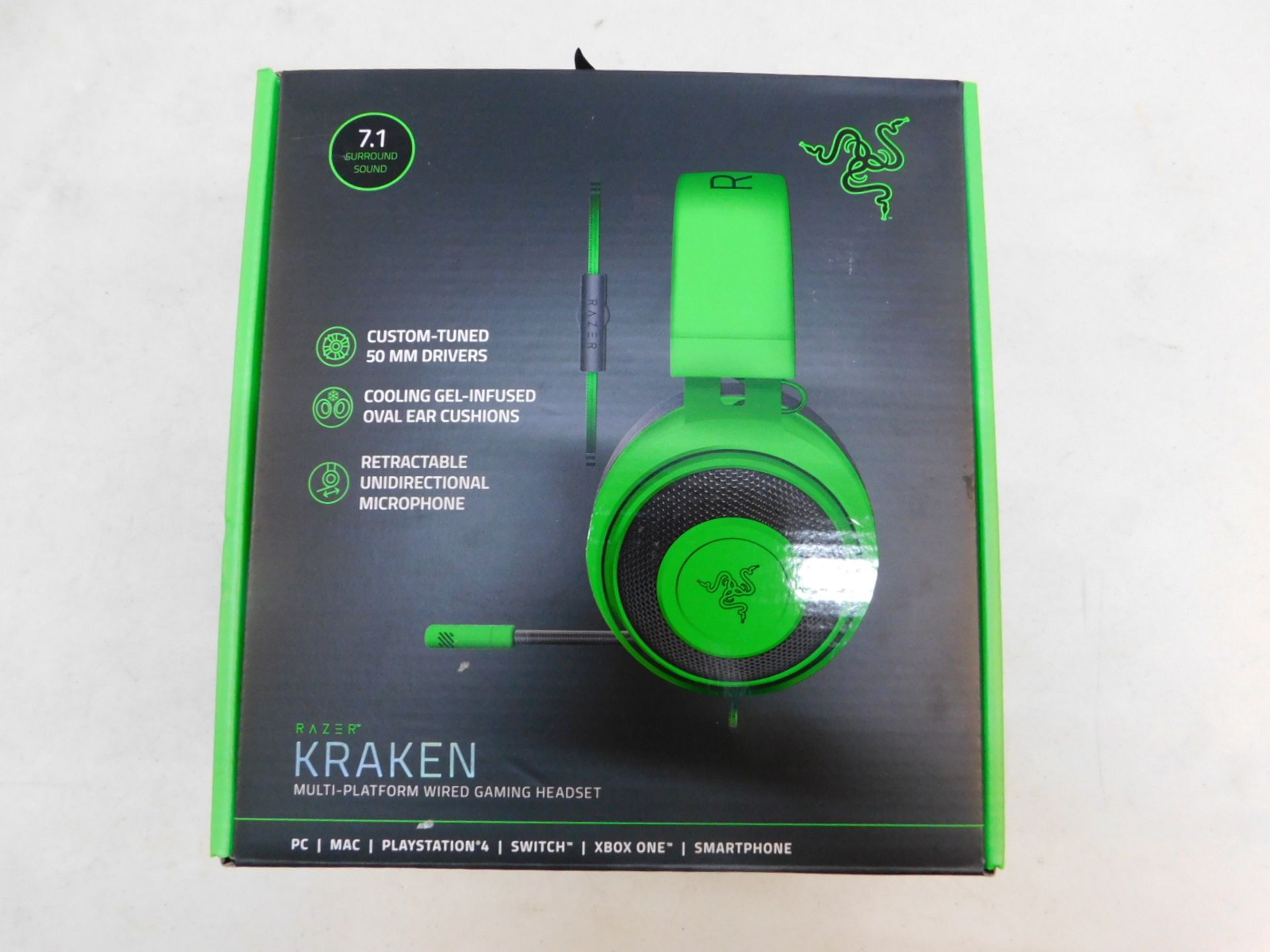 1 BOXED RAZER KRAKEN GAMING HEADSET IN GREEN RRP Â£64.99