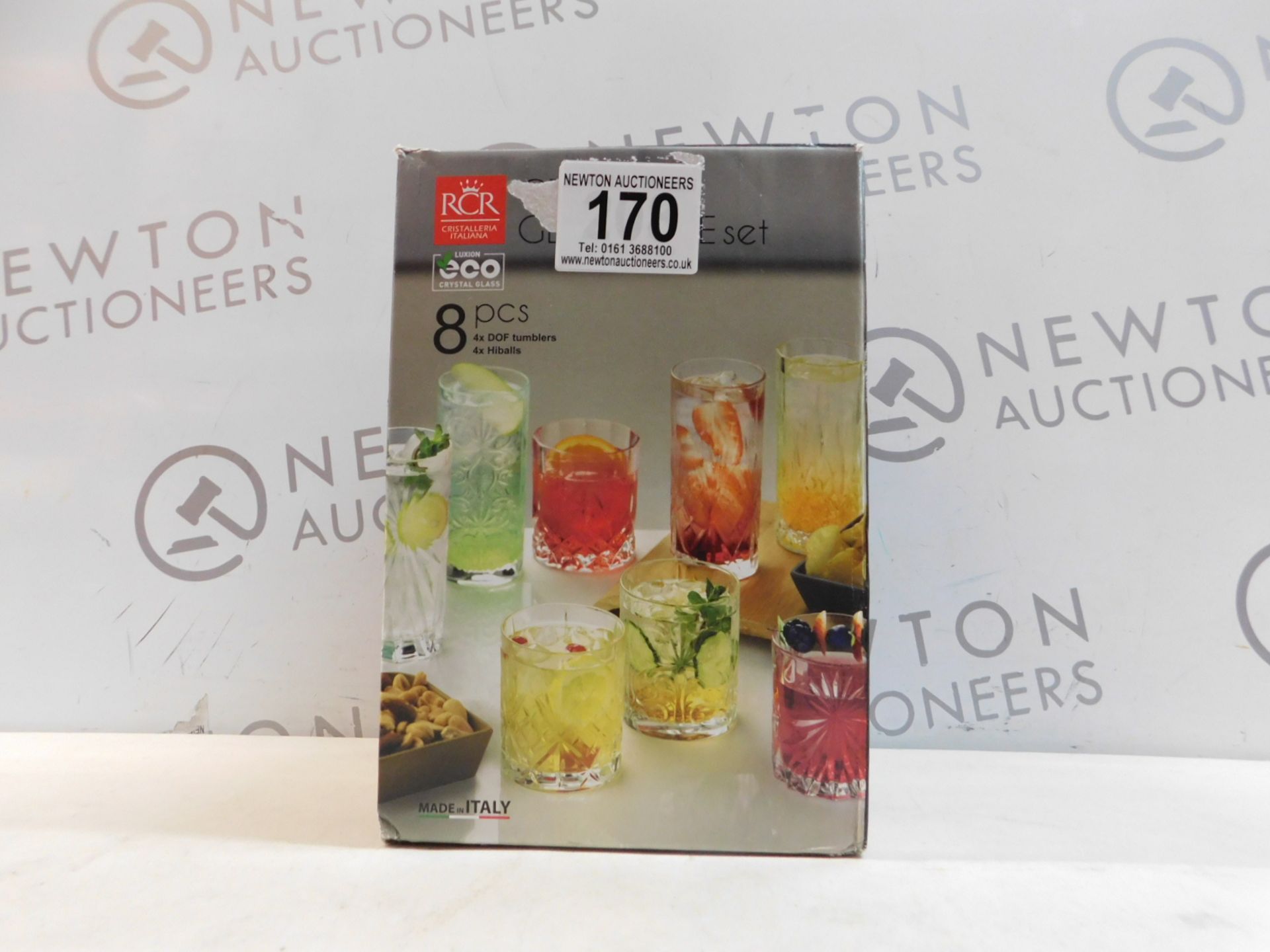 1 BOXED RCR 8PC (APPROX) CRYSTAL GLASSWARE SET RRP Â£29.99