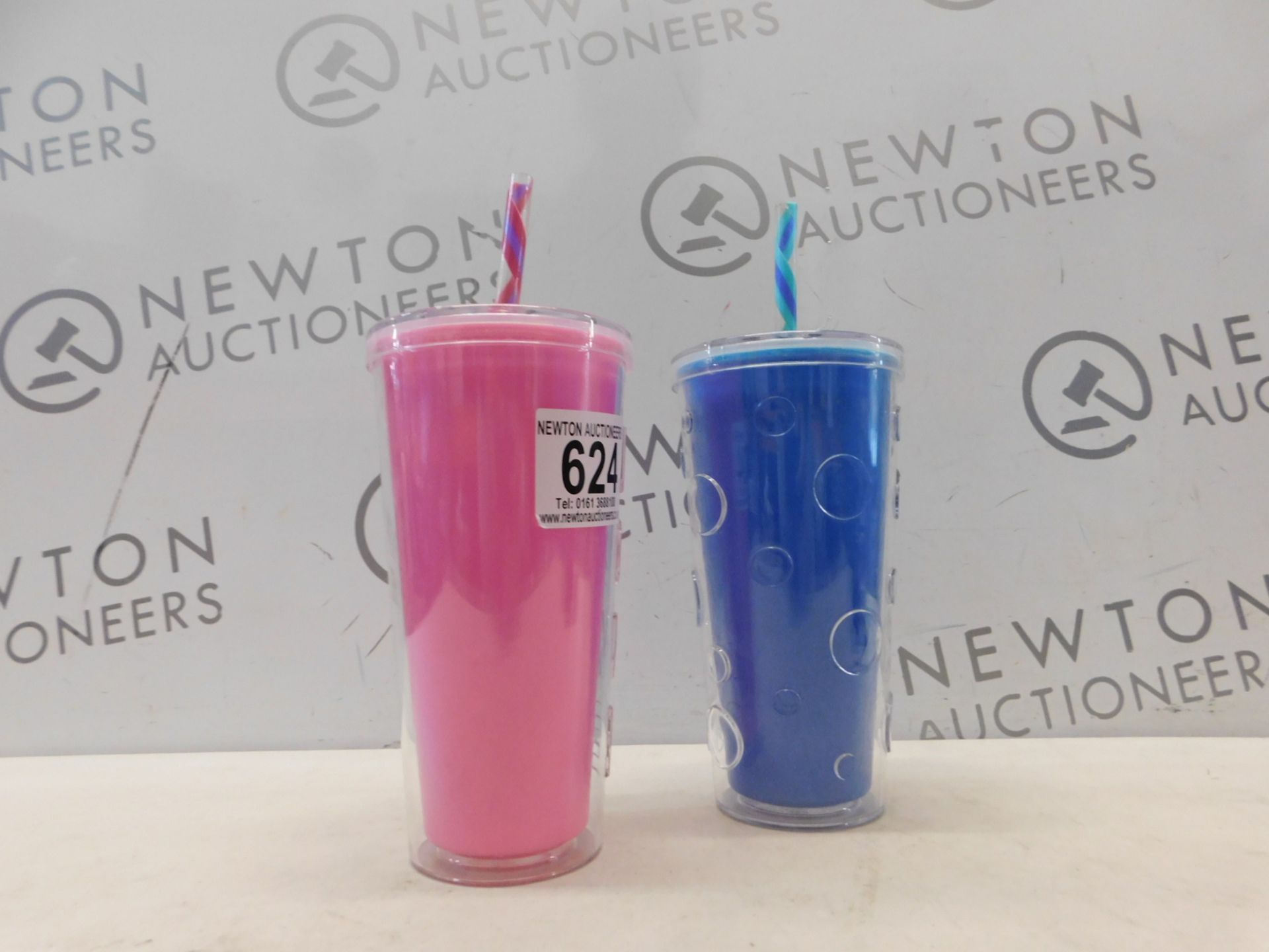 1 SET OF 2 DRINKS TUMBLERS WITH STRAWS RRP Â£19.99