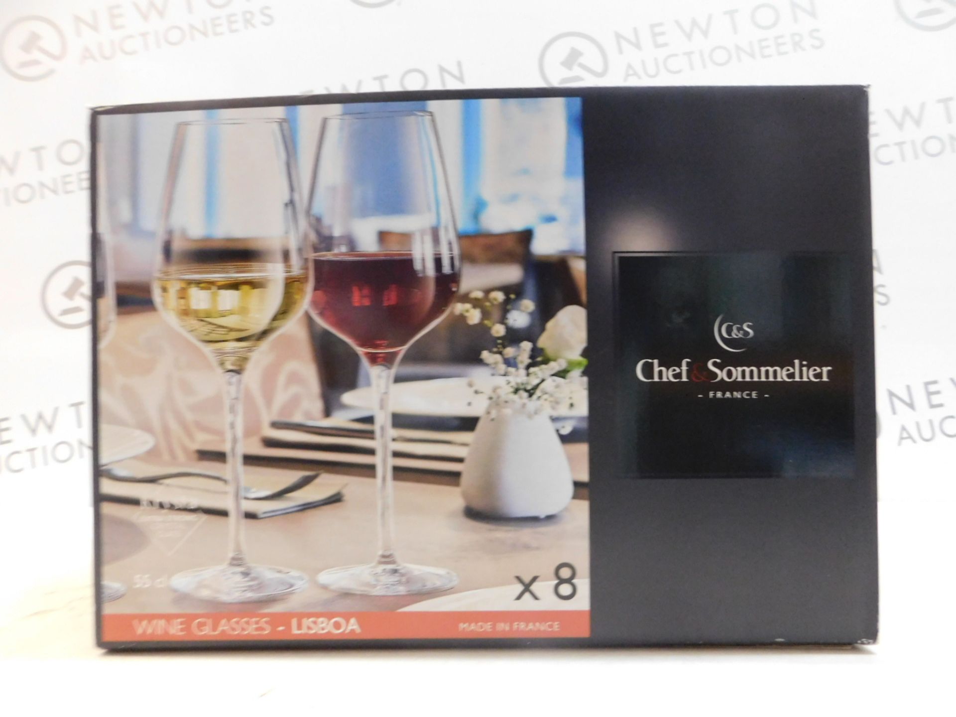1 BOXED SET OF 8 APPROX CHEF SOMMELIER WINE GLASSES RRP Â£49.99