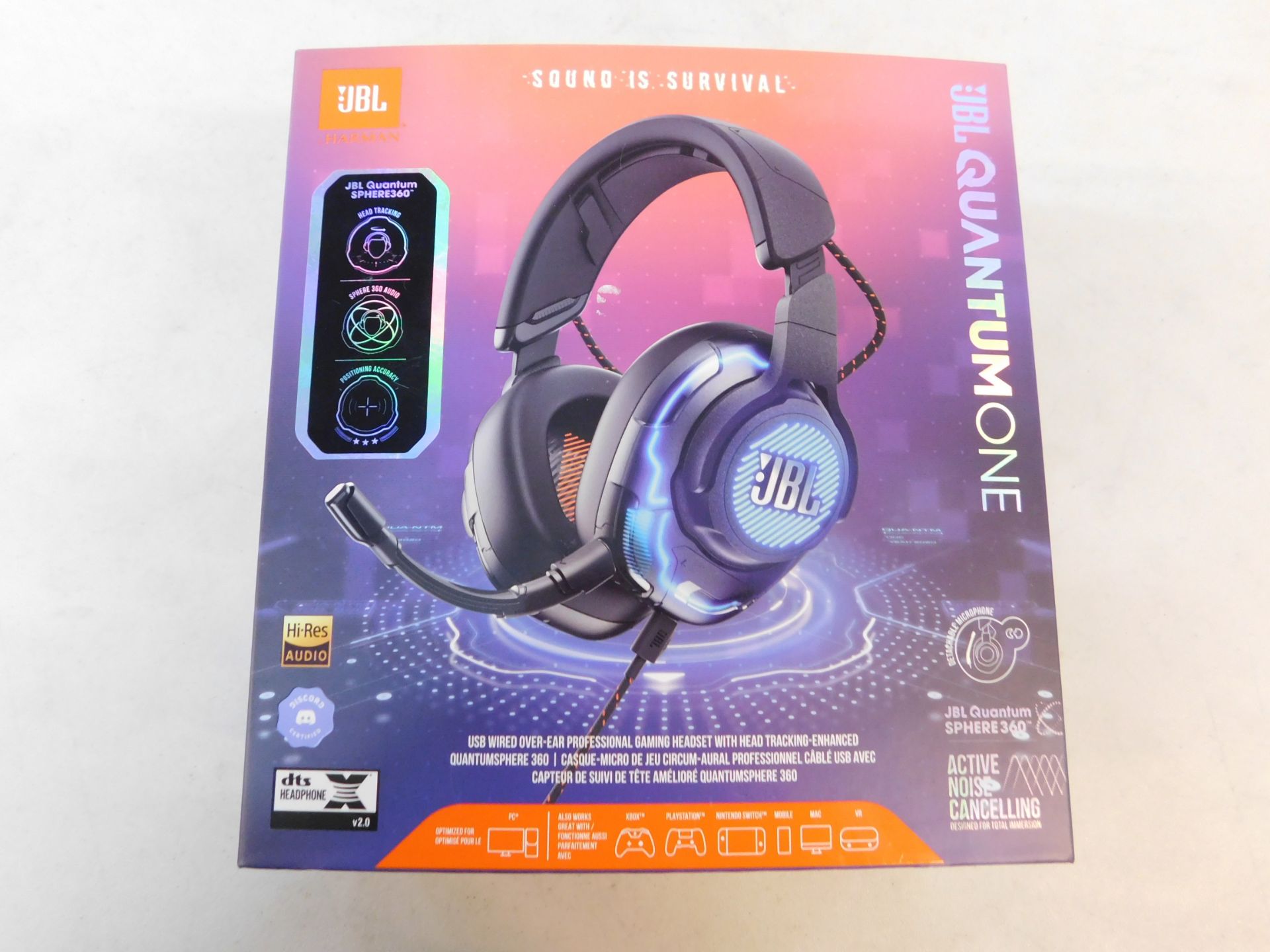 1 BOXED JBL QUANTUM ONE USB WIRED OVERHEAD GAMING HEADSET RRP Â£129