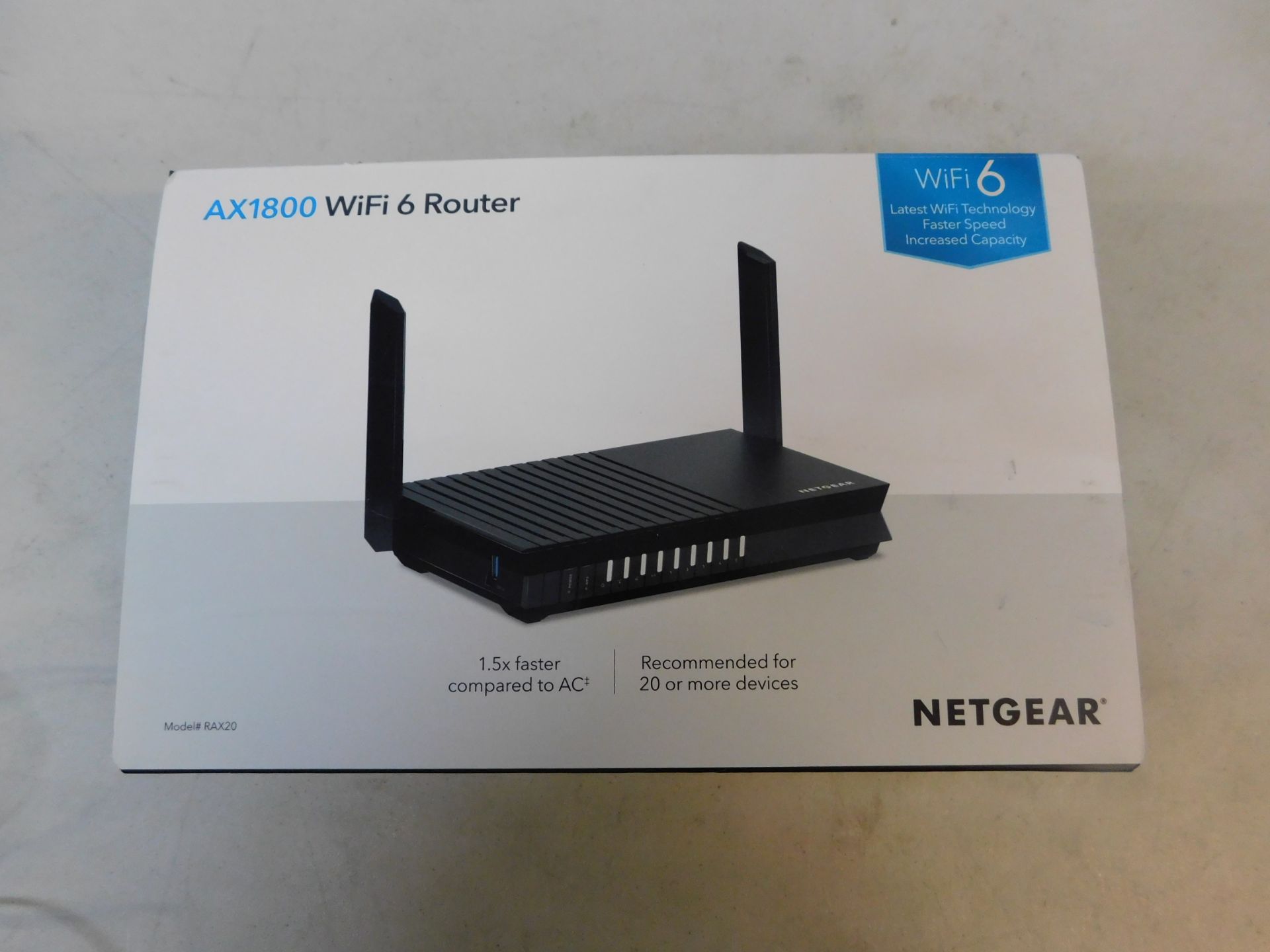 1 BOXED NETGEAR WI-FI 6 AX1800 ROUTER RRP Â£149.99