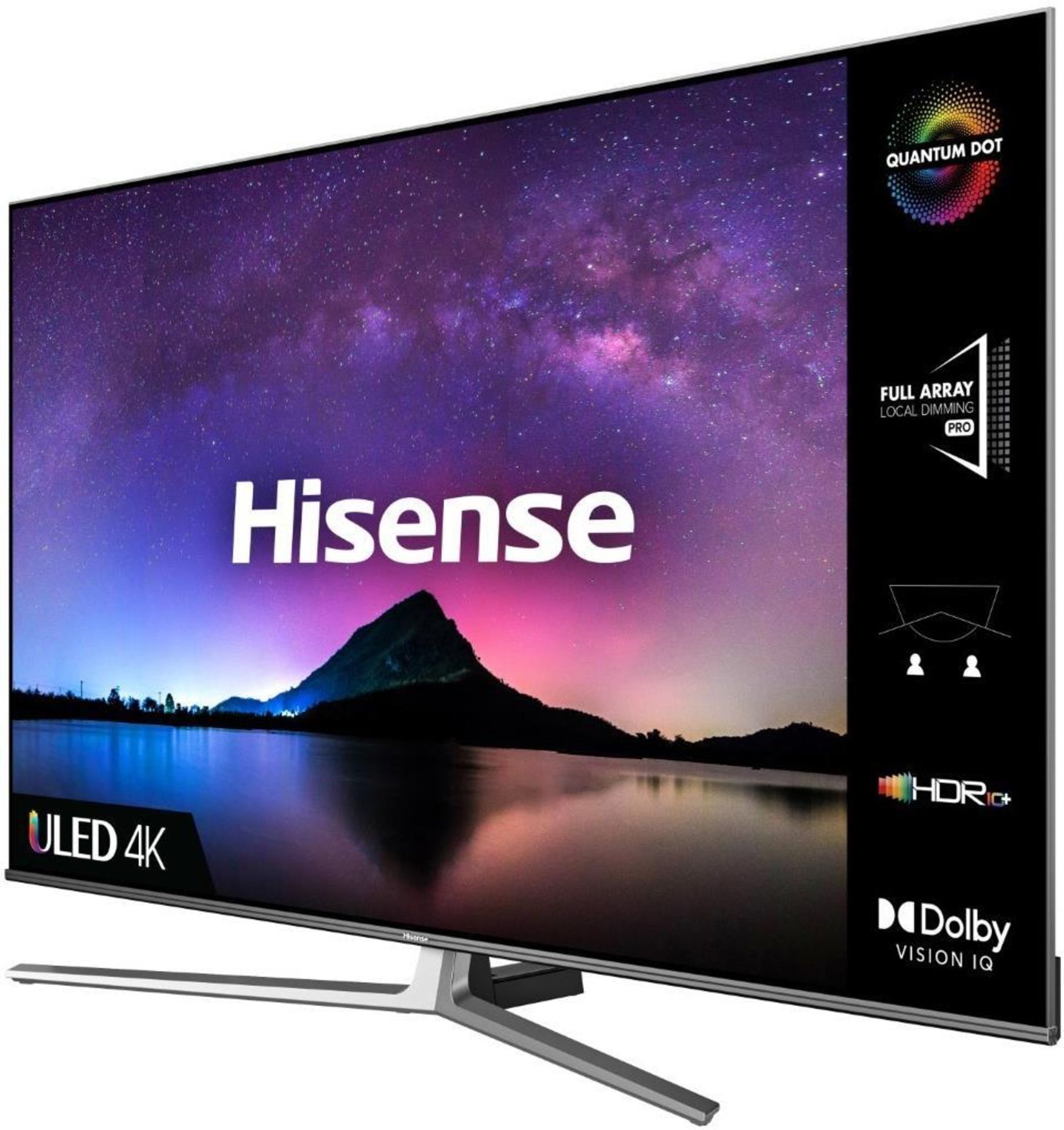 1 BOXED HISENSE 55U8GQTUK 55" SMART 4K ULTRA HD HDR QLED TV WITH ALEXA & GOOGLE ASSISTANT WITH STAND