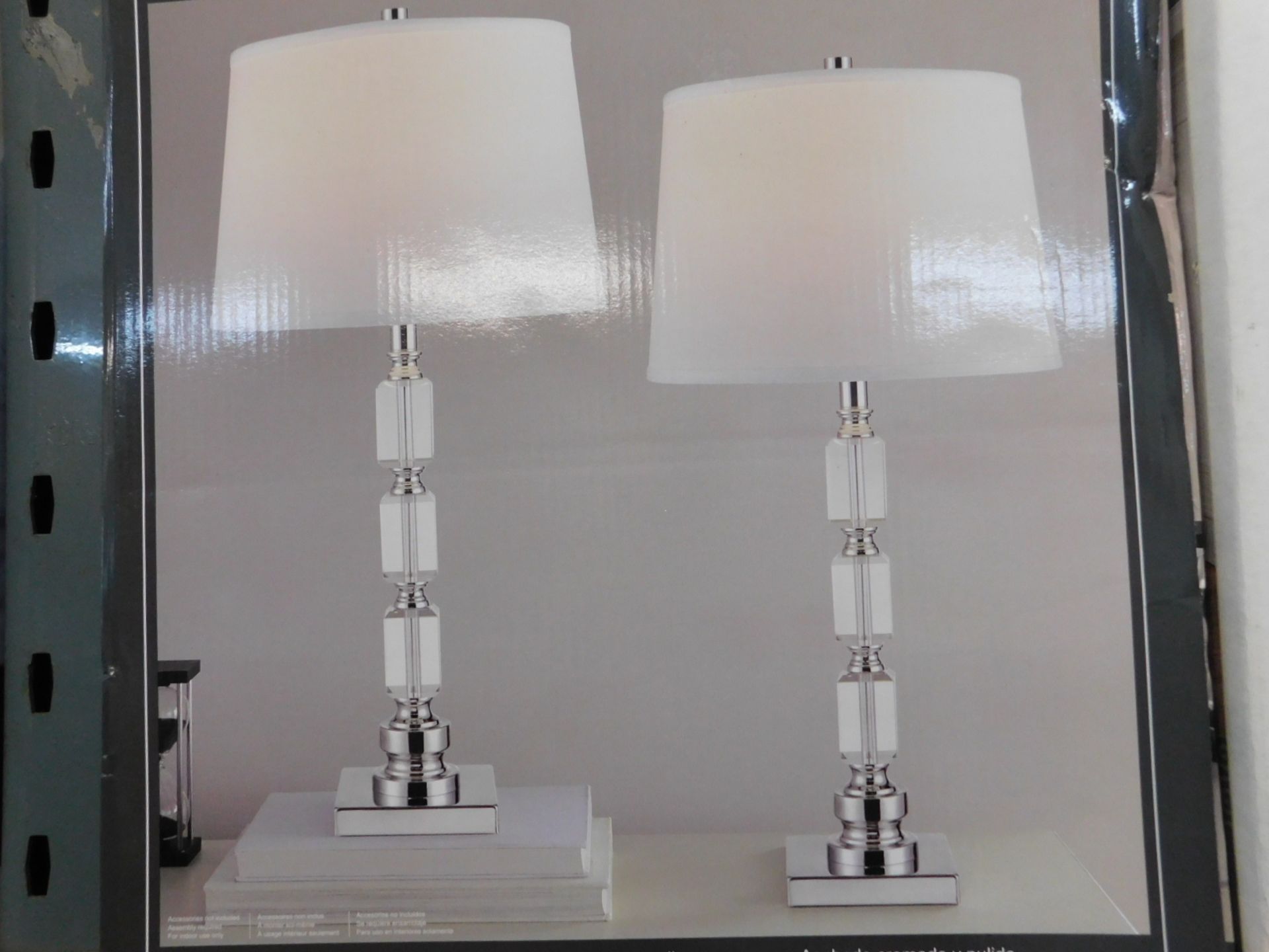 1 BOXED PAIR OF SYDNEE CRYSTAL CUBE TABLE LAMPS RRP Â£79.99