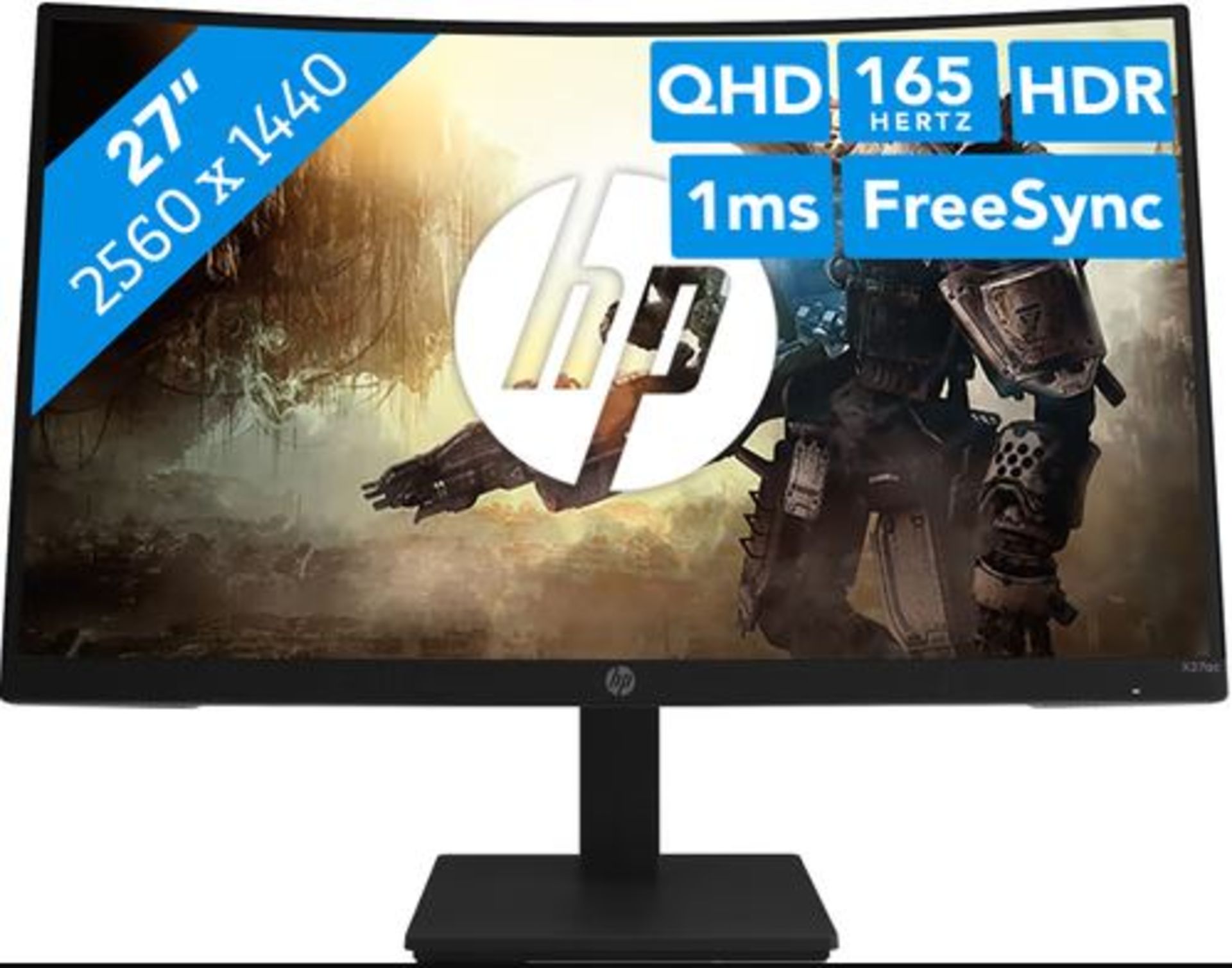 1 BOXED HP X27QC QUAD HD 27" CURVED VA LCD GAMING MONITOR, 165HZ, 1MS RESPONSE TIME RRP Â£249 (