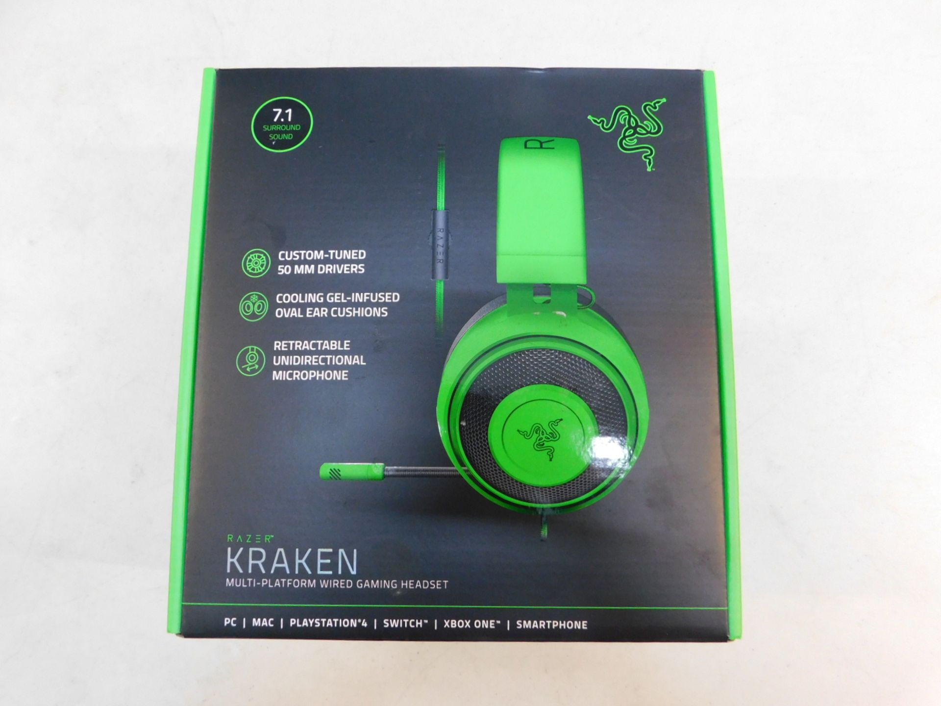 1 BOXED RAZER KRAKEN GAMING HEADSET IN GREEN RRP Â£64.99