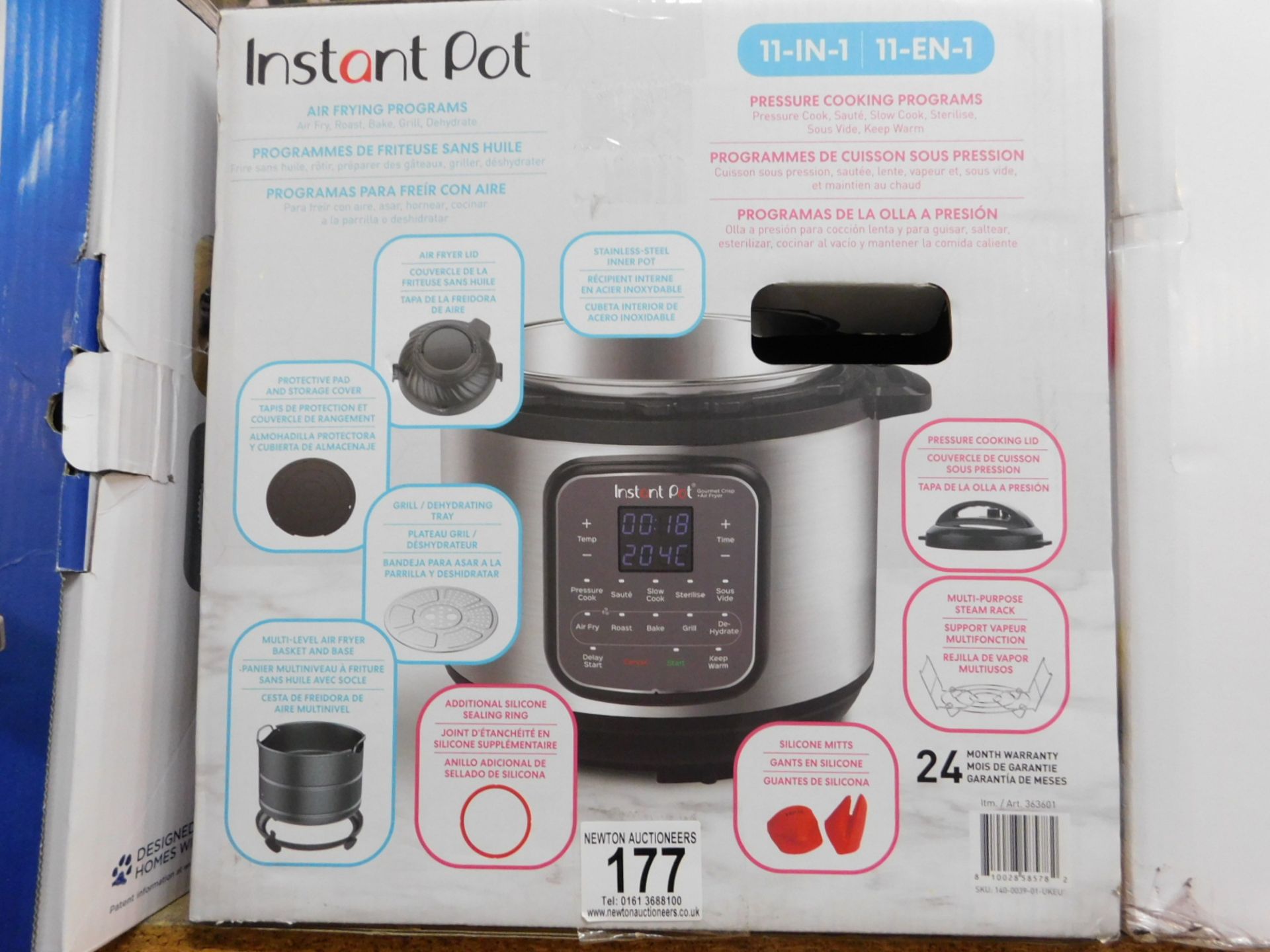 1 BOXED INSTANT POT GOURMET CRISP 11-IN-1, 7.6L PRESSURE COOKER & AIRFRYER RRP Â£199