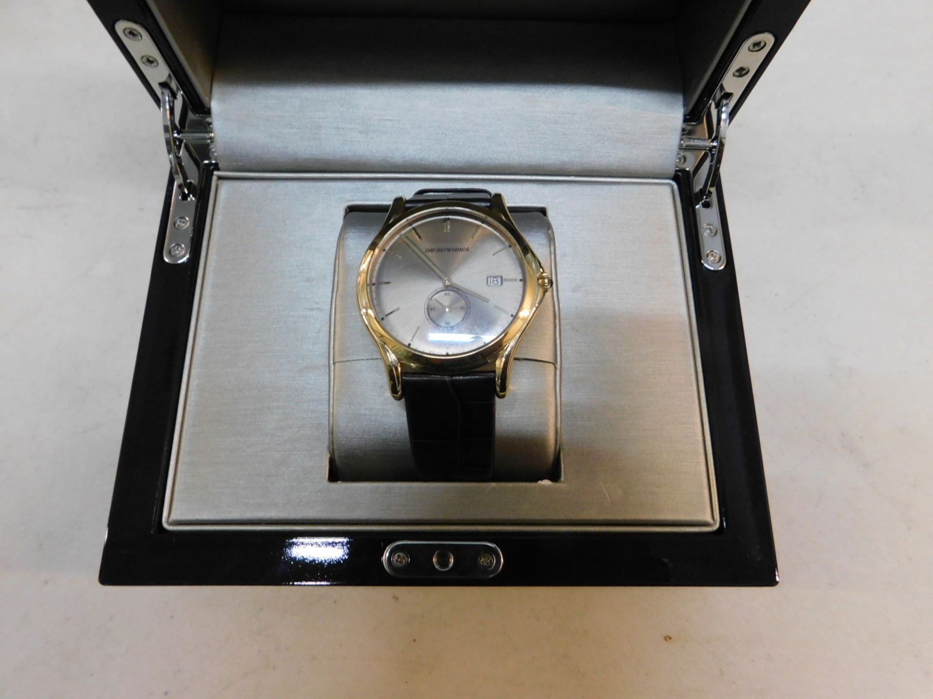 1 BOXED EMPORIO ARMANI SWISS MADE GOLD GENTS WATCH MODEL ARS1004 RRP Â£600