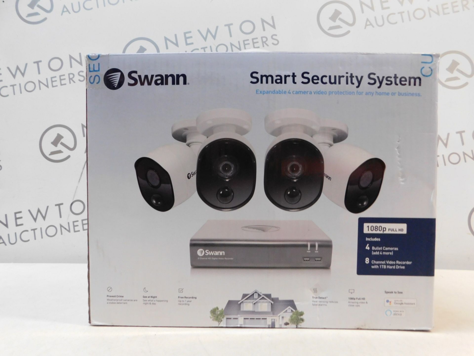 1 BOXED SWAN SWDVK-845804V 4 CAMERA 8 CHANNEL 1080P FULL HD DVR SECURITY SYSTEM RRP Â£299