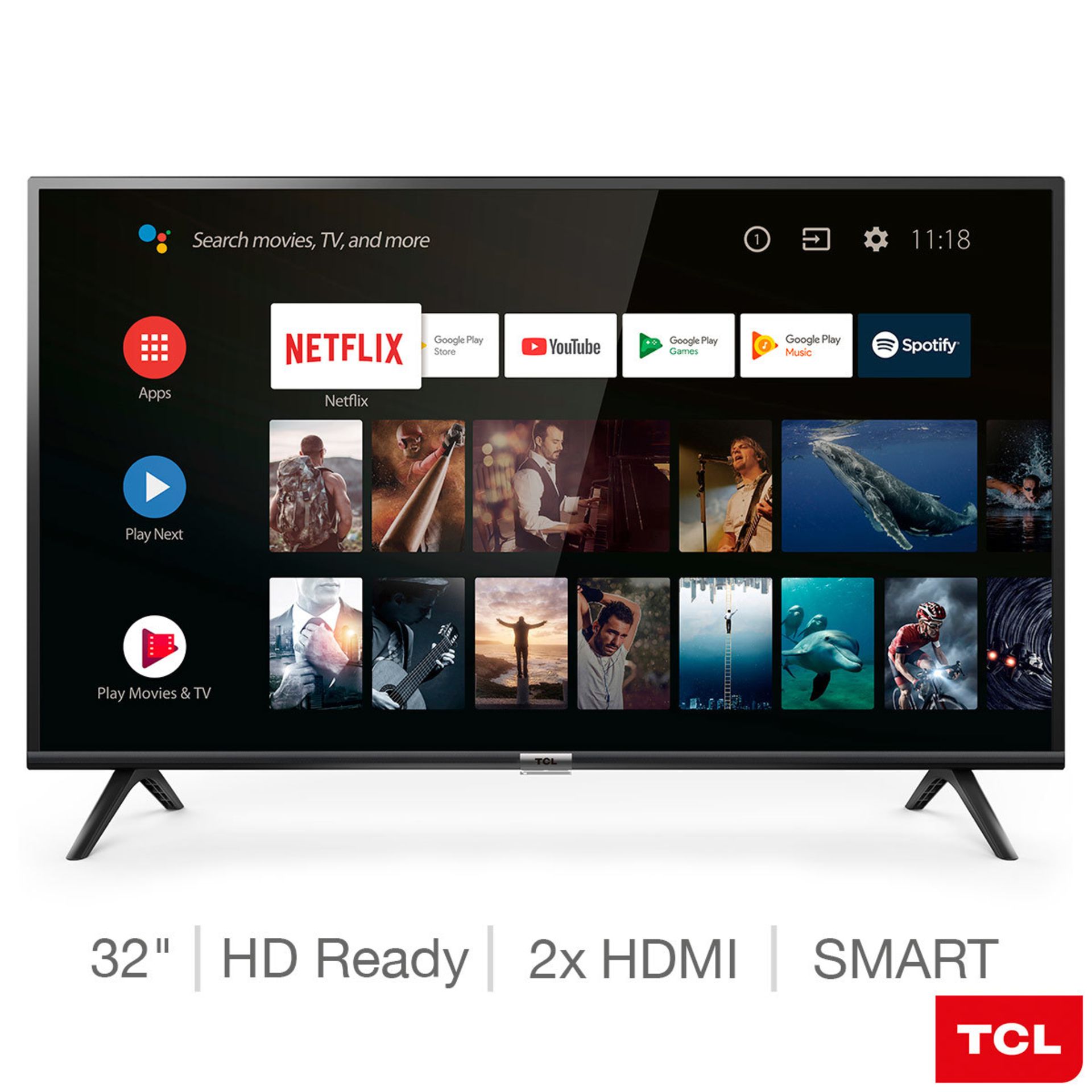 1 BOXED TCL 32ES568 32 INCH HD READY SMART ANDROID TV WITH STAND AND REMOTE RRP Â£199 (WORKING)