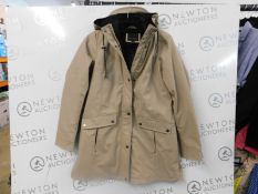 1 LADIES WEATHERPROOF LONG JACKET WITH HOODIE IN BEIGE SIZE S RRP Â£129