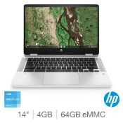 1 BOXED HP CHROMEBOOK X360, INTEL PENTIUM SILVER N6000, 4GB RAM, 64GB EMMC, 14 INCH CONVERTABLE