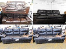 1 SET OF 5 SOFAS: SIMON LI LEONARDO 3+2 SEATER, 2 KUKA TOMLIN LEATHER POWER RECLINING 3 SEATER, DARK