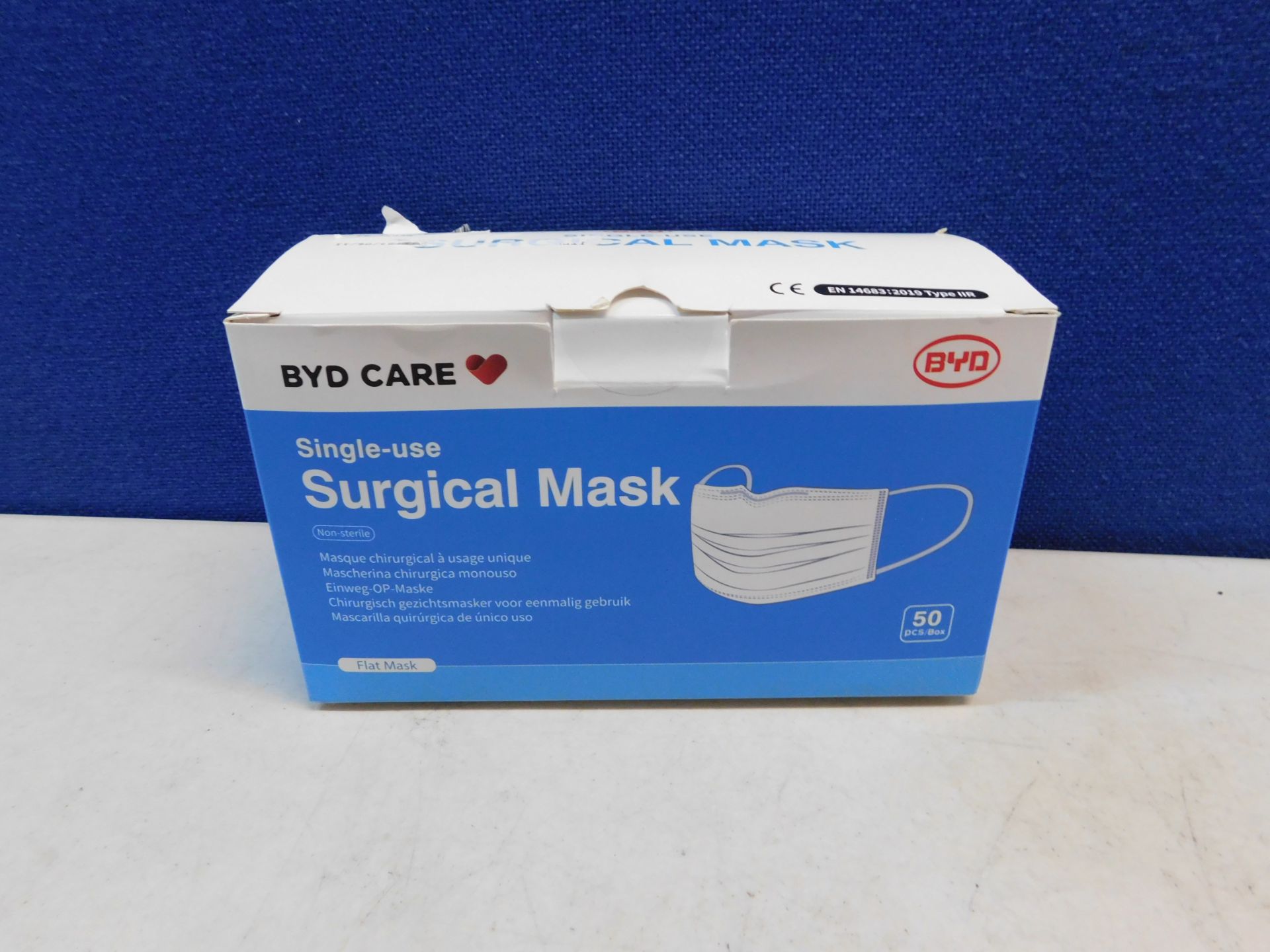1 BOXED BYD CARE SINGLE-USE SURGICAL MASK 40PC RRP Â£19.99