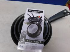 1 SET OF TRAMONTINA PROLINE 3PC NONSTICK FRY PANS WITH SILICONE GRIPS RRP Â£49.99