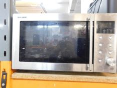 1 SHARP R-28STM 23 LITRE STAINLESS STEEL MICROWAVE OVEN RRP Â£179.99 (HEAVILY USED)