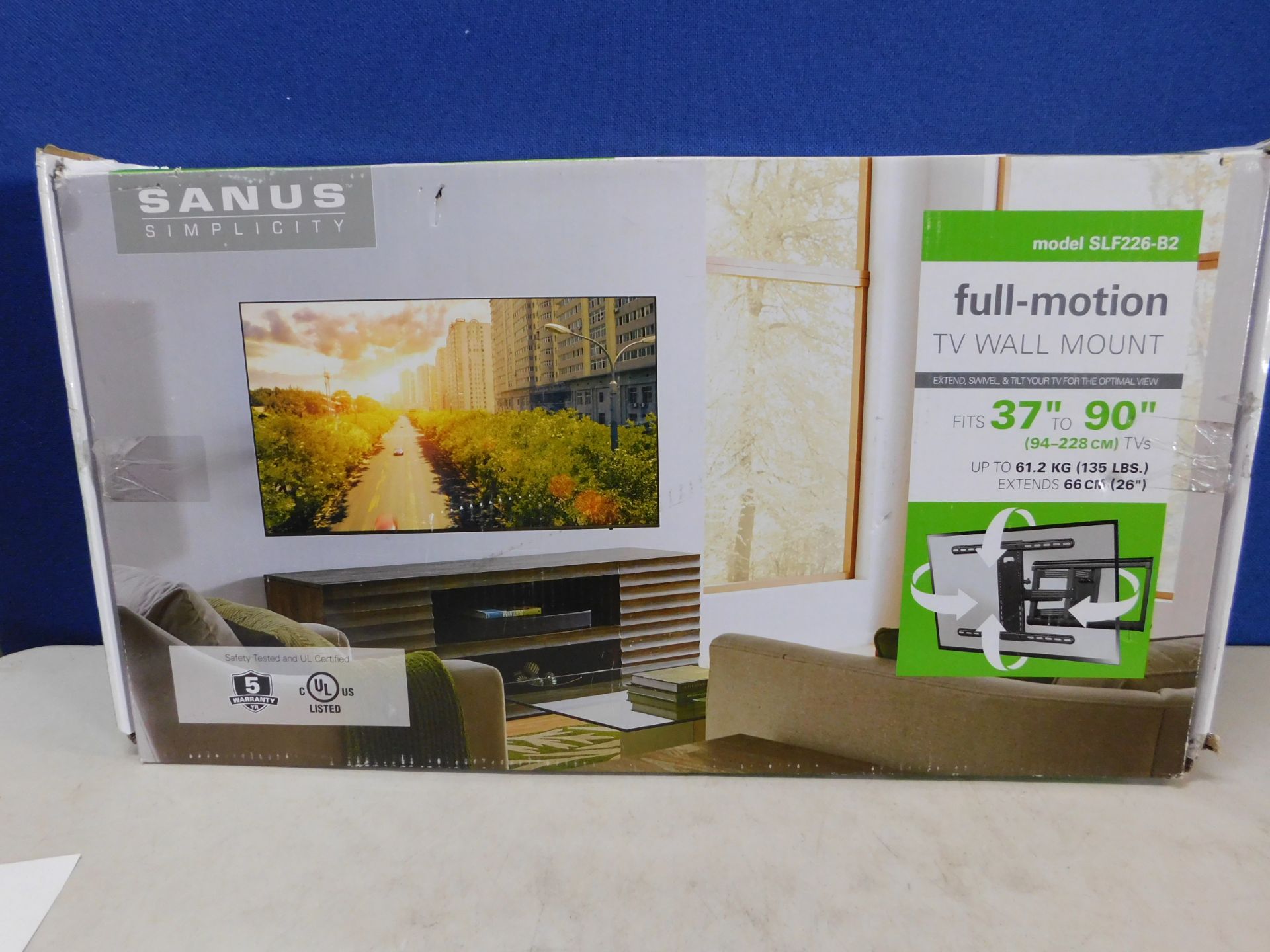 1 BOXED SANUS 37"-90" FULL MOTION TV WALL MOUNT RRP Â£89.99