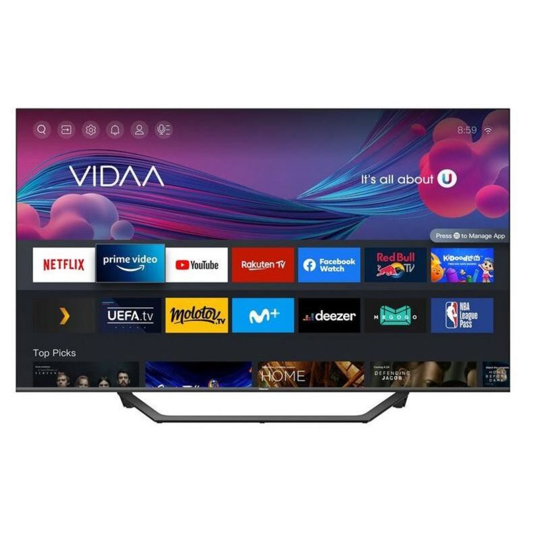 1 BOXED HISENSE 55A7GQTUK 55" SMART 4K ULTRA HD HDR QLED TV WITH ALEXA & GOOGLE ASSISTANT WITH STAND