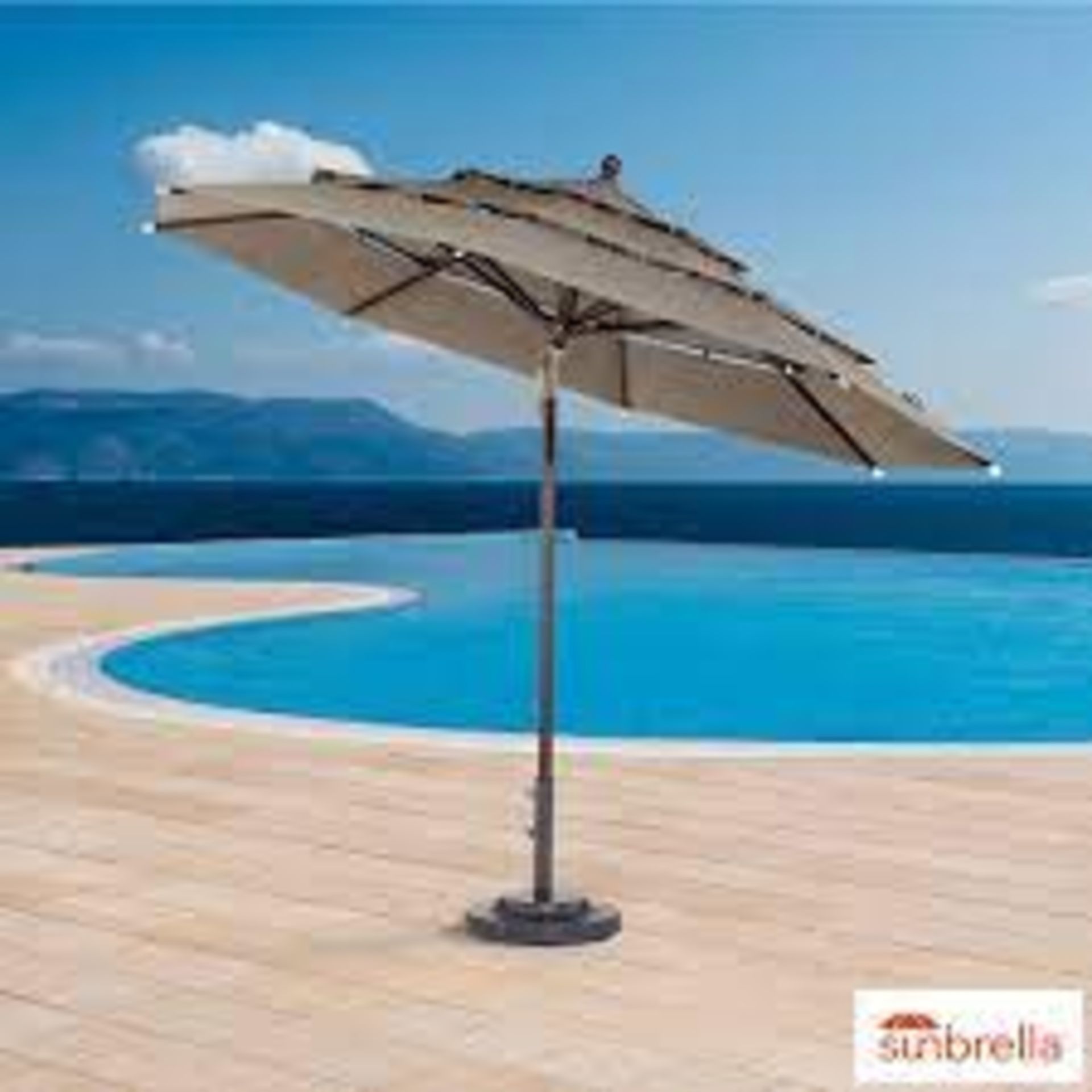 1 BOXED ACTIVA PROSHADE 11FT (3.3M) BEIGE WOOD-LOOK ALUMINIUM MARKET UMBRELLA RRP Â£299