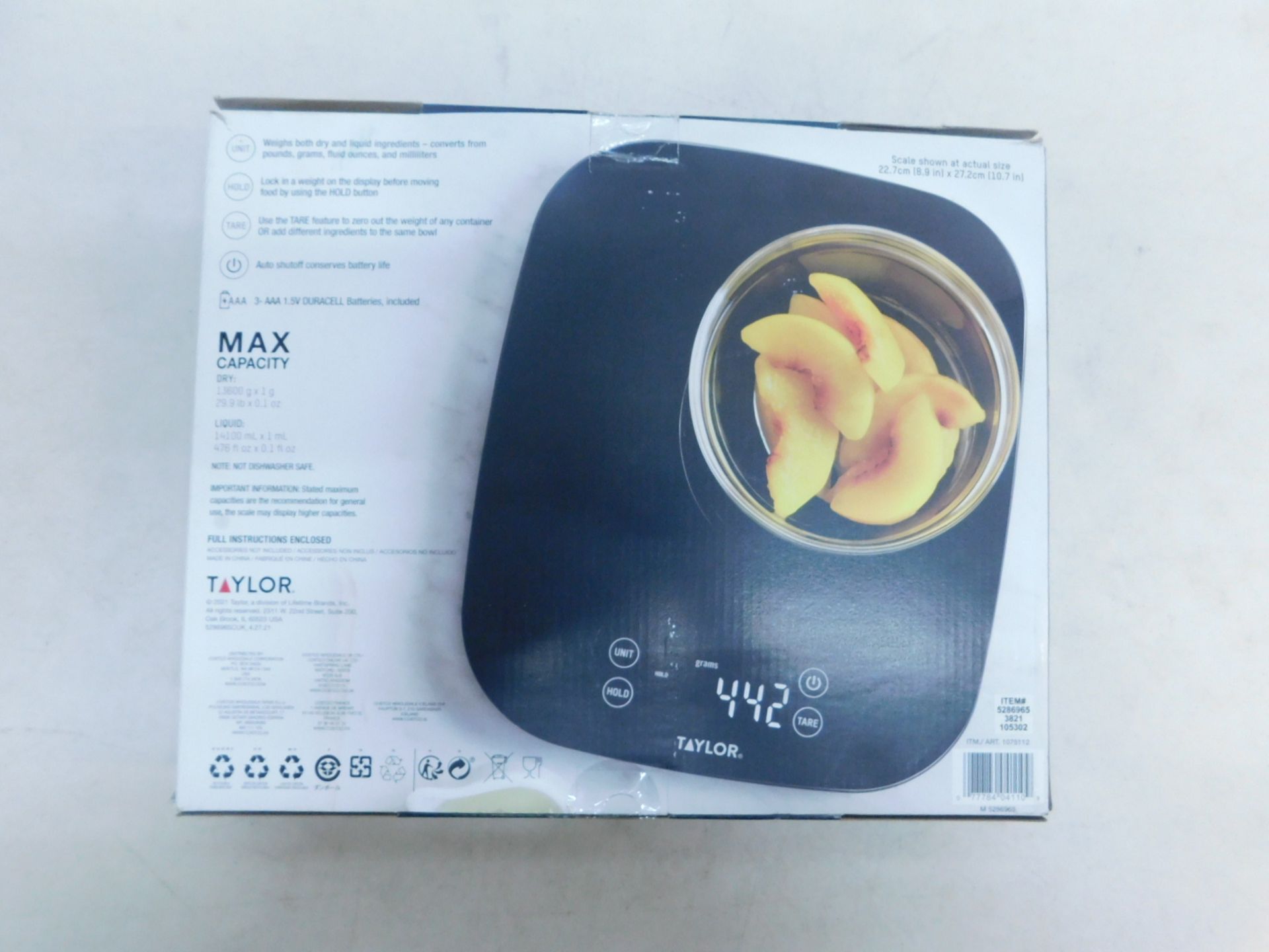 1 BOXED TAYLOR DIGITAL KITCHEN SCALE RRP Â£29.99