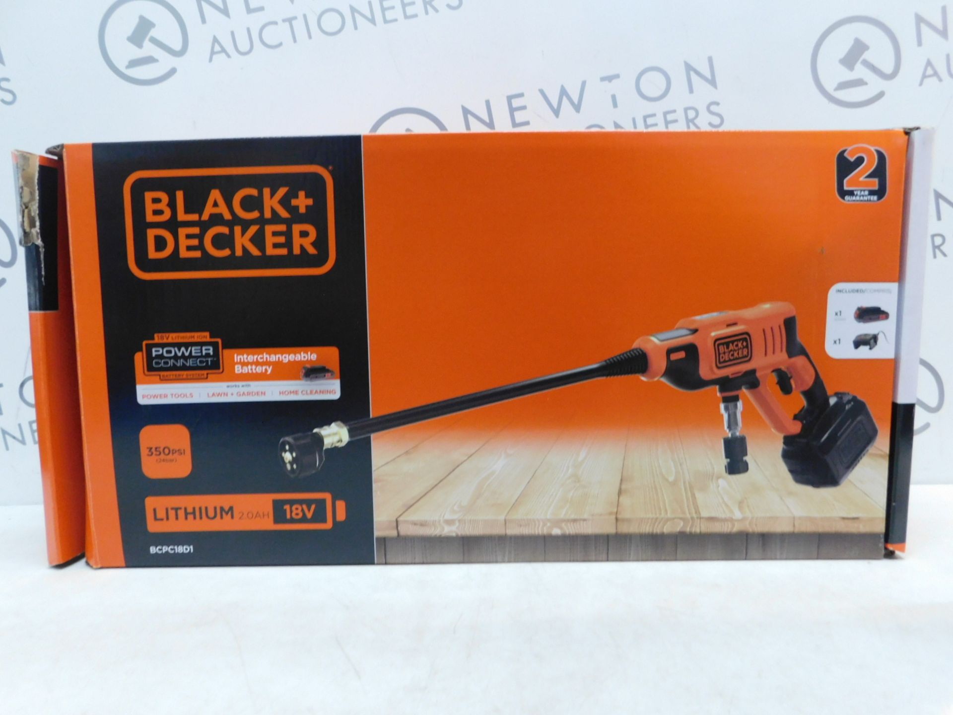 1 BOXED BLACK AND DECKER 18V 2AH 24 BAR LI-ION CORDLESS PRESSURE WASHER / POWER CLEANER RRP Â£129.