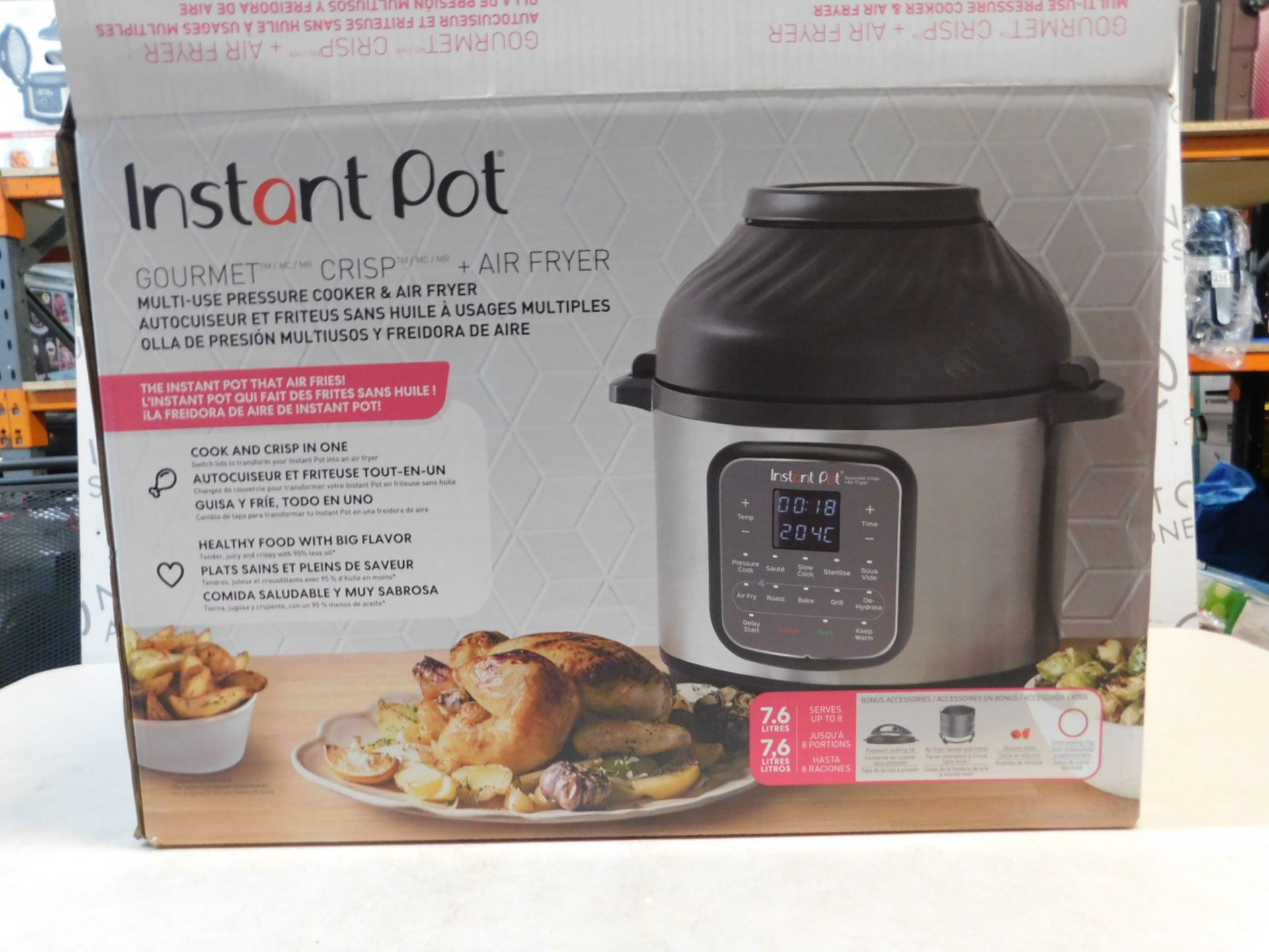 1 BOXED INSTANT POT GOURMET CRISP 11-IN-1, 7.6L PRESSURE COOKER & AIRFRYER RRP Â£199