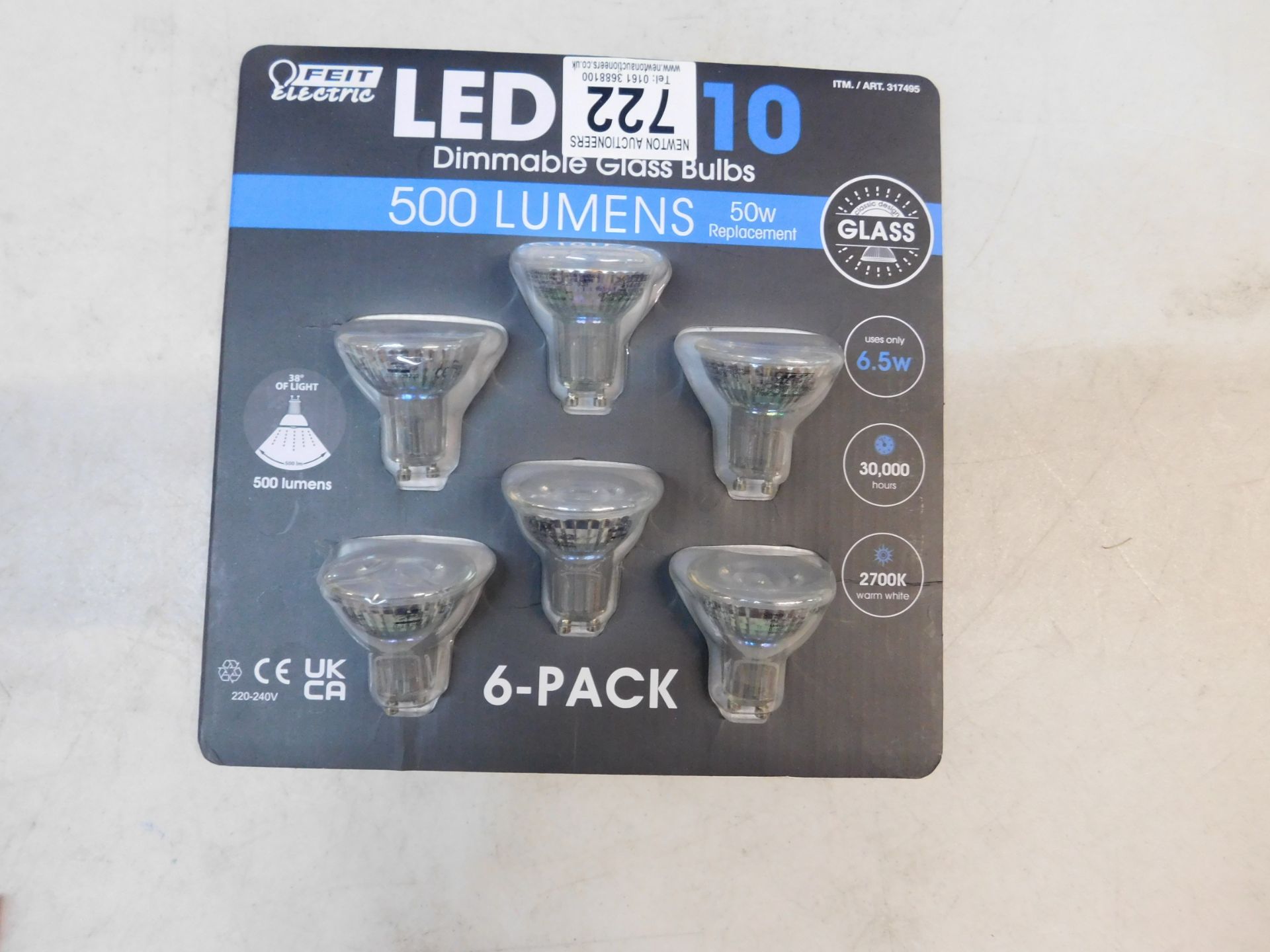 1 PACK OF 5 FEIT ELECTRIC GU10 LED DIMMABLE 50W 500LUMENS REPLACEMENT BULBS RRP Â£19.99