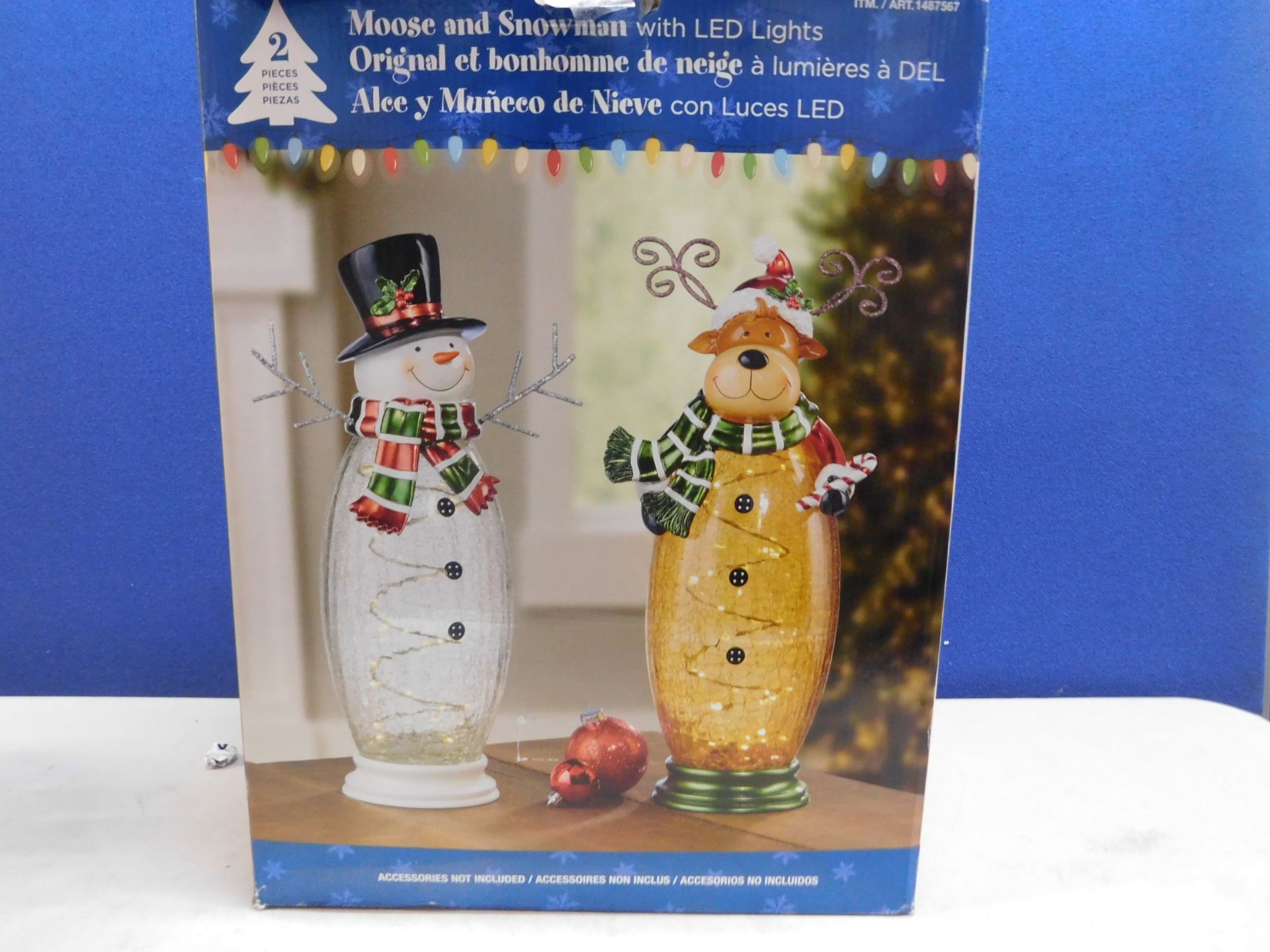 1 BOXED MOOSE AND SNOWMAN WITH LED LIGHTS RRP Â£29.99