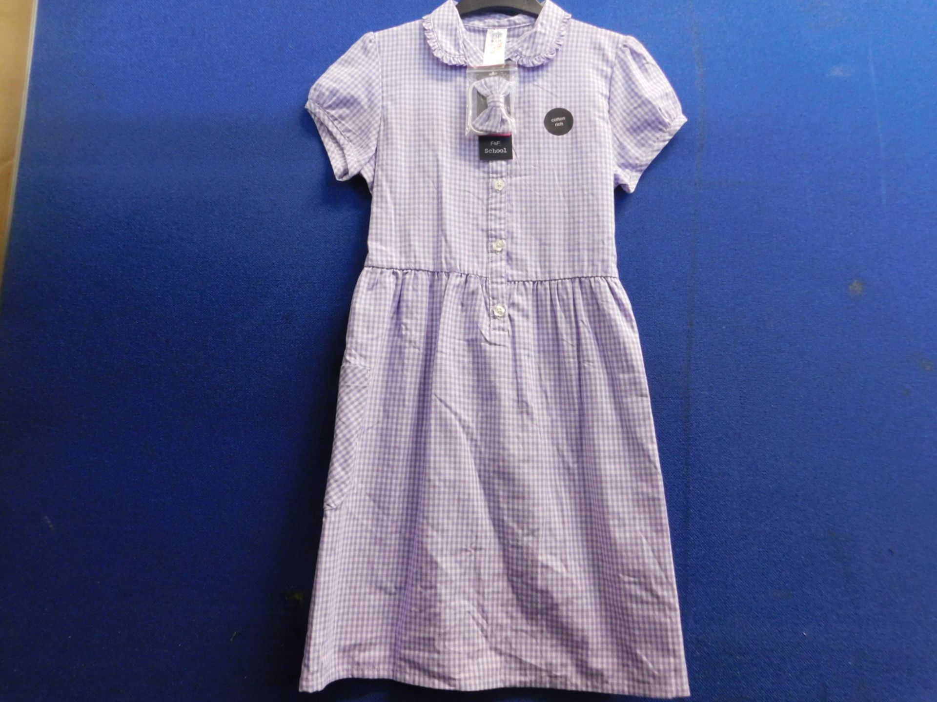 1 NEW F&F GILRS SCHOOL DRESS PREMIUM BLUE SIZE 5-6 RRP Â£19.99