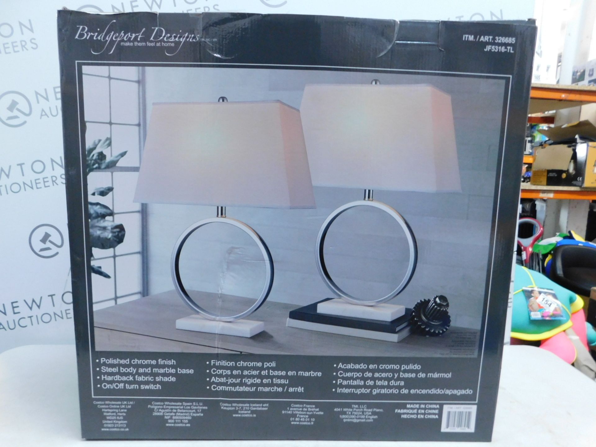 1 BOXED PAIR OF BRIDGEPORT DESIGNS MARBLE TABLE LAMPS RRP Â£119