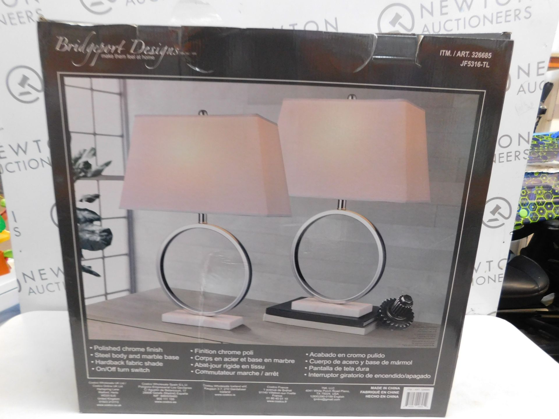 1 BOXED PAIR OF BRIDGEPORT DESIGNS MARBLE TABLE LAMPS RRP Â£119